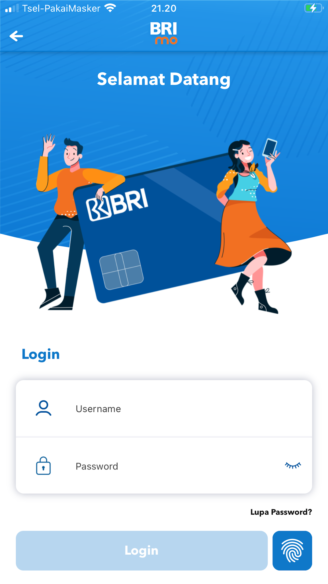 Login ke akun Brimo yang sudah terdaftar