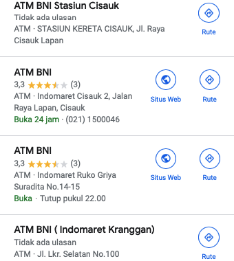 Mencari Kantor Cabang Bank BNI Terdekat via Maps