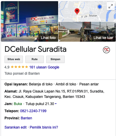 Pada halaman yang muncul, klik Rute