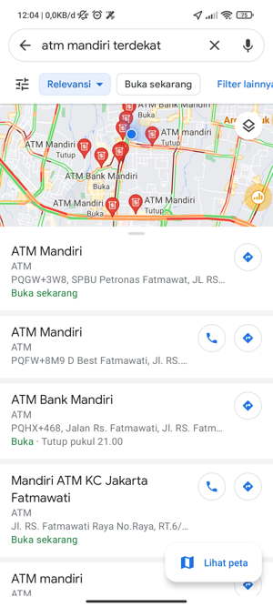 Selanjutnya akan muncul beberapa pilihan ATM terdekat, nah kamu dapat memilih salah satunya atau yang paling dekat.