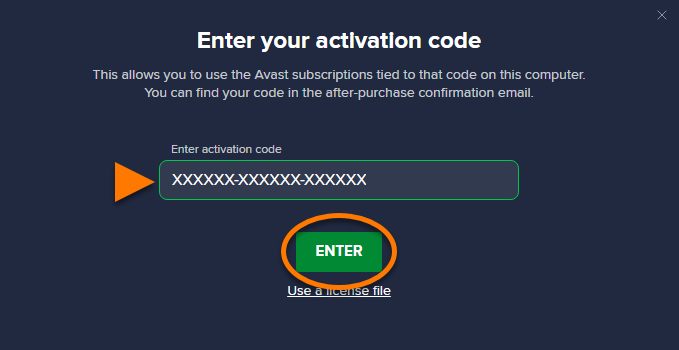 Next, click enter activation code.